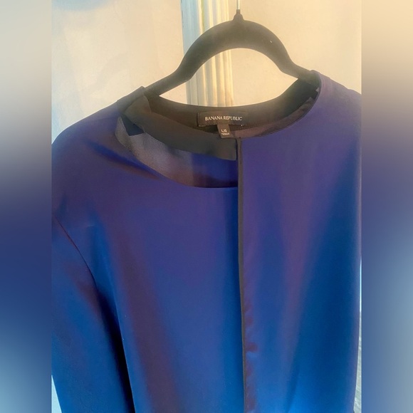 Banana Republic Cut Out Blouse | Blue & Black | Long Sleeve | NWOT | SZ Large - Picture 2 of 9